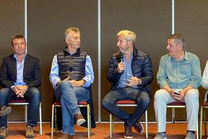 Mauricio Macri y Rogelio Frigerio, en Entre Ríos, junto a Néstor Roncaglia, exjefe de la Policía Federal, y Alfredo De Angeli