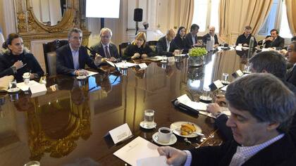Mauricio Macri y su gabinete en Casa Rosada