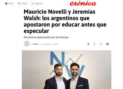 Mauricio Novelli, en el artículo publicitario