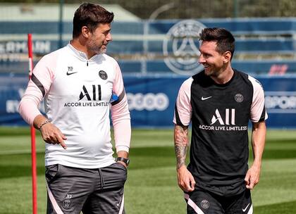 Mauricio Pochettino y Lionel Messi, juntos en el PSG