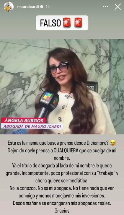 Mauro Icardi estalló contra la abogada Ángela Burgos y desmintió sus dichos (Foto: Instagram @mauroicardi)