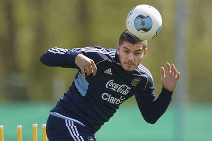 Mauro Icardi tras su primera práctica con la selección