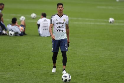 Maxi Meza, en un entrenamiento en Bronnitsy