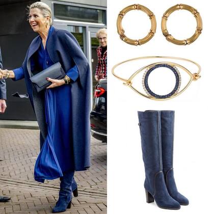 Máxima se lució con unas elegantes botas azules (Foto: Instagram @queenmaxima_fashion)