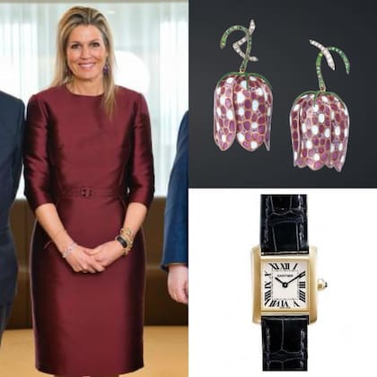 Máxima Zorreguieta se lució con unos aros en forma de tulipanes (Foto: Instagram @queenmaxima_fashion)