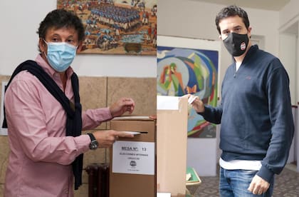 Maximiliano Abad, candidato oficialista, al votar en Mar del Plata y Gustavo Posse, el candidato opositor, votando en San Isidro durante las internas radicales
