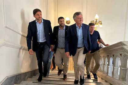 Maximiliano Pullaro junto a Mauricio Macri en su visita a Rosario
