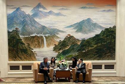 Máximo Kirchner, durante una reunión en China
