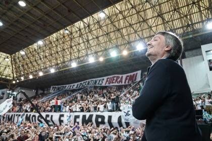 Máximo Kirchner, en el microestadio de Lanús.