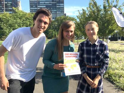 Máximo Mazzoco junto a Greta Thunberg