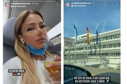 Mediante sus historias de Instagram, Evangelina realizó el minuto a minuto de su viaje al país