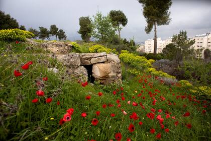 Parte de una trinchera se ve en un antiguo puesto militar jordano conocido como la Colina de Municiones en Jerusalén