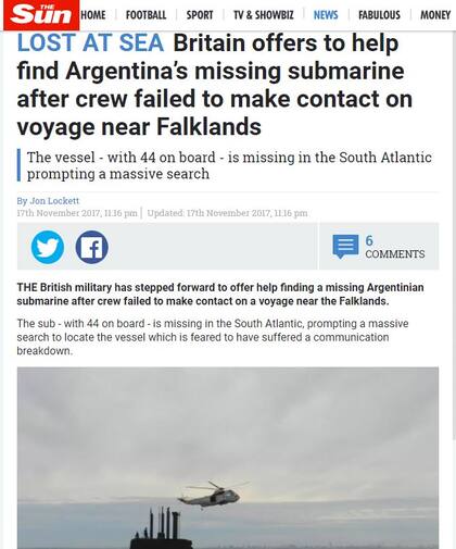 Medios ingleses destacan la colaboración de un buque de Malvinas en la búsqueda del submarino ARA San Juan
