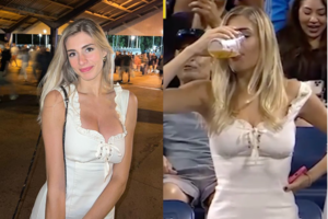 Megan Lucky se volvió un ícono del US Open por su gesto de tomar cerveza de un solo trago (y en tiempo récord)