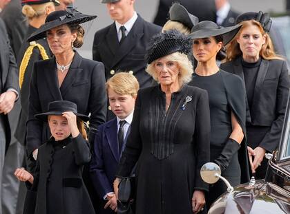 Meghan Markle se emocionó en el último adiós a la reina Isabel II(AP Photo/Martin Meissner, Pool)