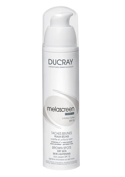 Melascreen Iluminador Crema Enriquecida: acción aclarante y antioxidante, nutre e hidrata ($590, Ducray).
