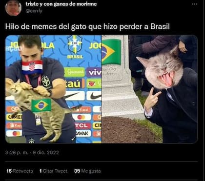 Meme sobre la eliminación de Brasil ante Croacia por los cuartos de final del Mundial Qatar 2022
