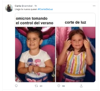 Memes y críticas por la falta de suministro de energía eléctrica en Buenos Aires y otros lugares del país (Crédito: Twitter)