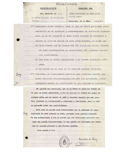 Memorándum firmado por el Brigadier Rey en mayo de 1970 que Alonso Sarquiz logró acceder