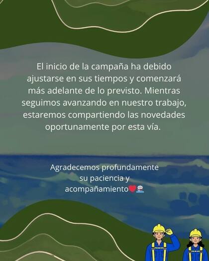 Mensaje de la cuenta oficial de la expedición Ecos de dos Cañones