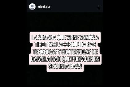 Mensaje que circuló en redes sociales entre usuarios de Rafaela y Sunchales, en Santa Fe