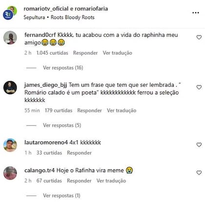 Mensajes de Instagram en contra de Romario y su entrevista a Raphinha