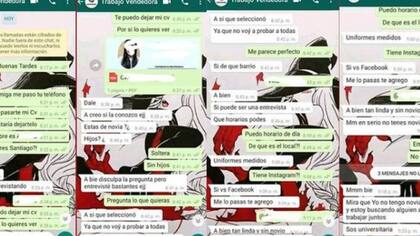 Mensajes enviados por Irineo Garzón, acusado de drogar a una chica venezolana y abusar de ella en un local de venta de uniformes médicos de Balvanera