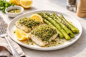 Merluza al horno con costra de hierbas