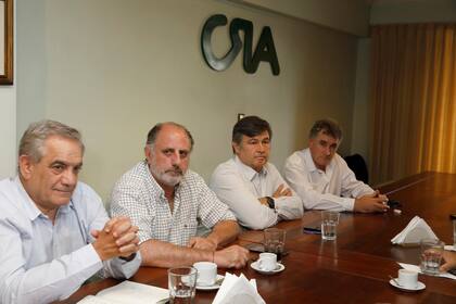 Carlos Iannizzotto (Coninagro), Jorge Chemes (CRA), Daniel Pelegrina (SRA) y Carlos Achetoni (FAA)