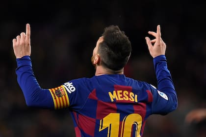 Messi celebrando un gol en Barcelona, un clásico