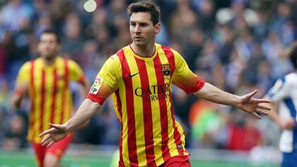 Messi, con la camiseta de Barcelona y los colores de la bandera de Cataluña