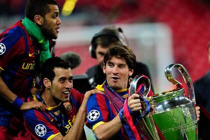 Messi con la Champions de 2011, con el club Barcelona