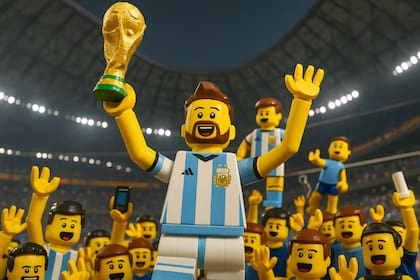 Messi con la copa en el "modo Lego" de ChatGPT
