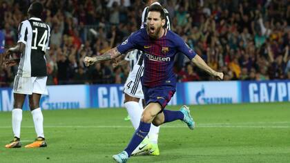 Messi desata el festejo tras su primer gol a Buffon