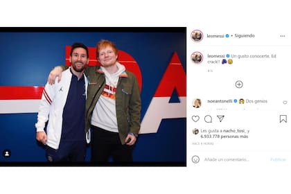 Messi devolvió el gesto de Sheeran y también publicó la foto de ambos