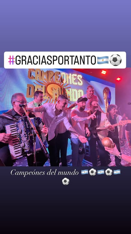Messi, Di María y Paredes cantaron en el escenario al ritmo de "Muchachos" (Foto: Instagram @jorge_barreto87)