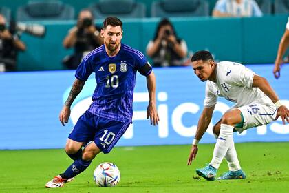 Messi durante el partido que jugó con la selección argentina en Miami, con triunfo por 3-0 sobre Honduras en septiembre de 2022