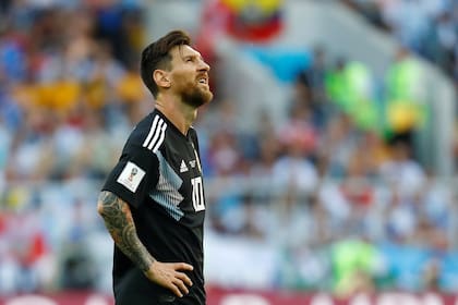 Messi, durante el primer partido de Argentina en el Mundial Rusia 2018
