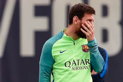 Messi, en la práctica de hoy, en Barcelona