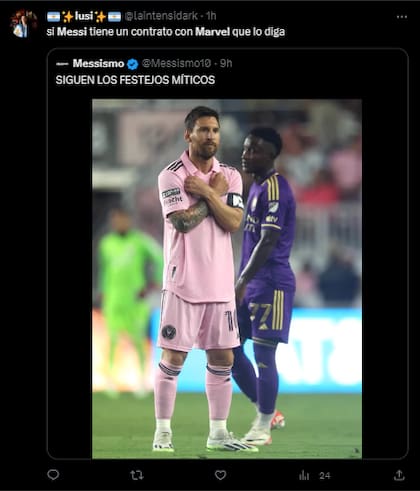 ¿Messi fan de Marvel? Los mejores memes tras el festejo de "superhéroe" ante Orlando City (Foto: Twitter @laintensidark)