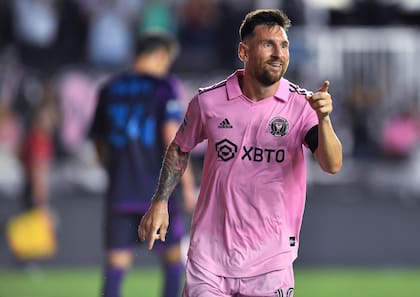 Messi festeja su último gol, ante Charlotte, por los cuartos de final de la Leagues Cup