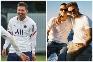 Messi posó con el hijo de Beckham y su look fue otra vez el foco