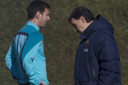 Messi y Martino, juntos en la práctica del viernes