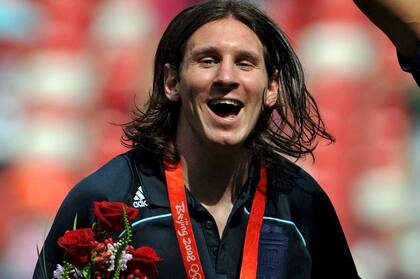 Messi y su festejo tras ganar la medalla de oro