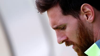 Messi y un gesto frecuente en estos días