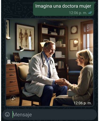 Meta AI creó una imagen de una doctora mujer, pero con un médico hombre como protagonista