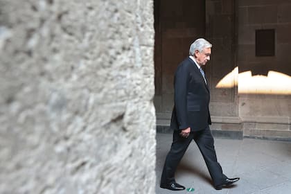 López Obrador en el Palacio Nacional, México.