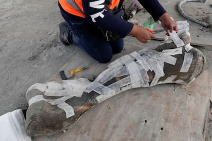 Los experto tratan con extremo cuidado cada pieza que encuentran