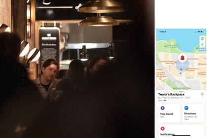 Mi esposo comió en Brooklyn y el rastreador GPS me mostró dónde. Se quedó sin señal en el metro, lo que significó que el fotógrafo perdió brevemente su rastro. Pero el AirTag se mantuvo activo