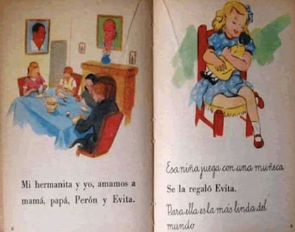 "Mi hermanita y yo, amamos a mamá, papá, Perón y Evita"